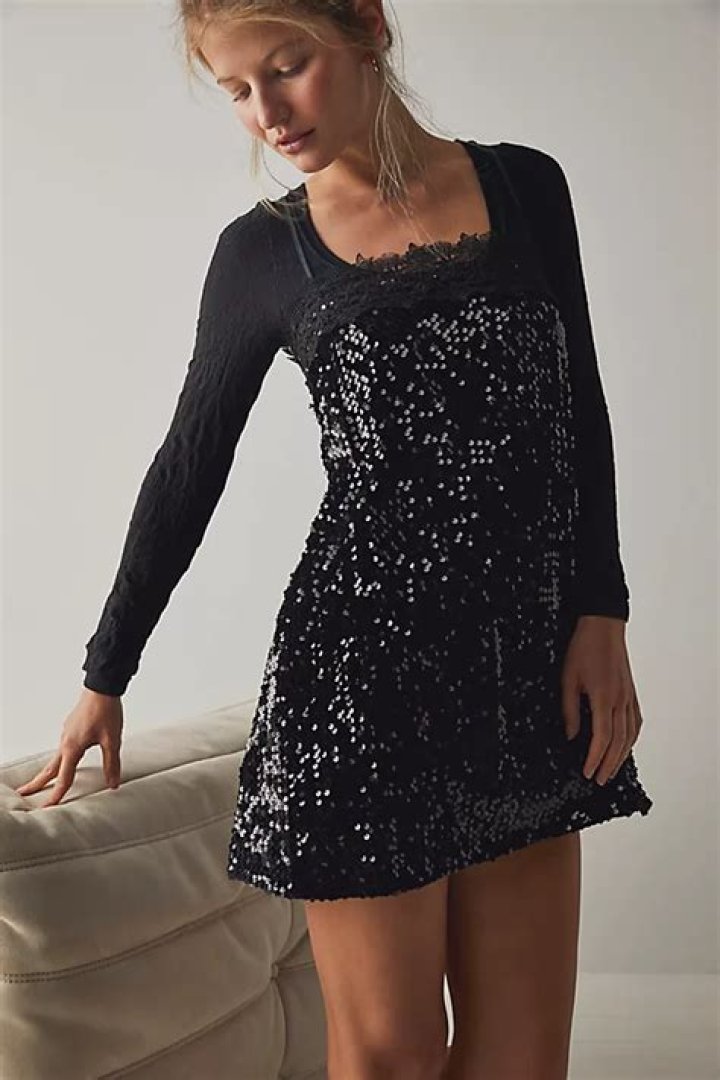 Free People That Girl Sequin Mini Slipdress