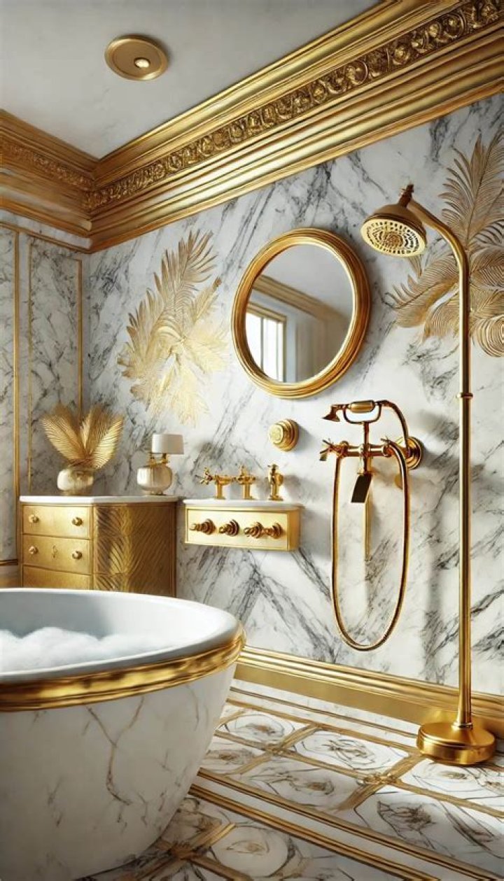 Golden fittings in the bathroom