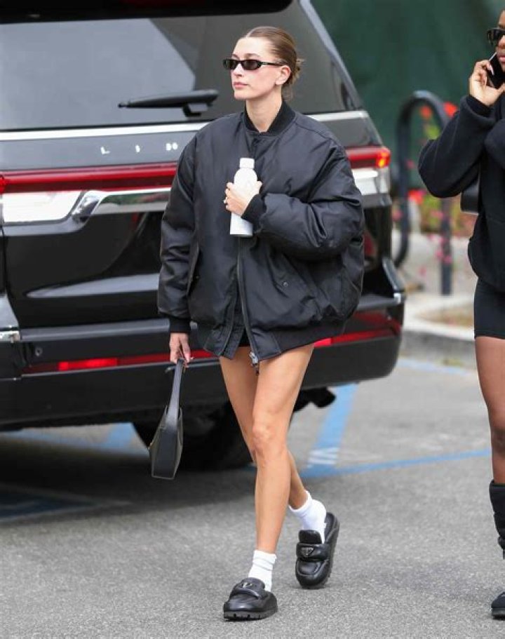 Hailey Bieber Shorts Coat Outfit