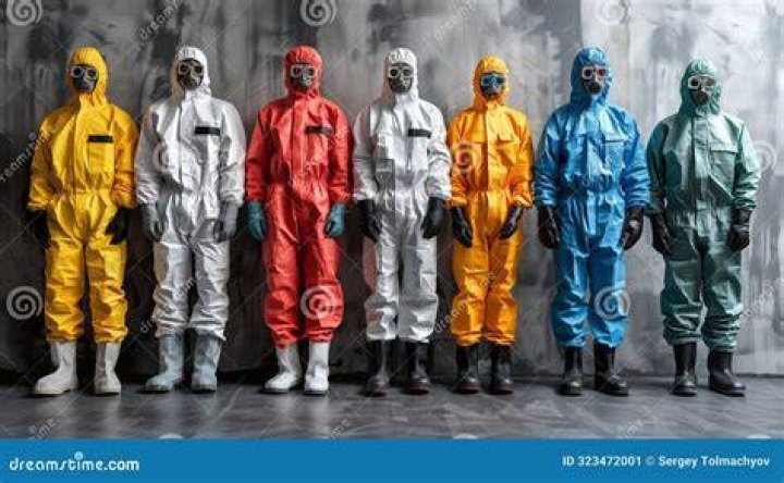  Hazmat-suited officials haul out a man in a winter coat