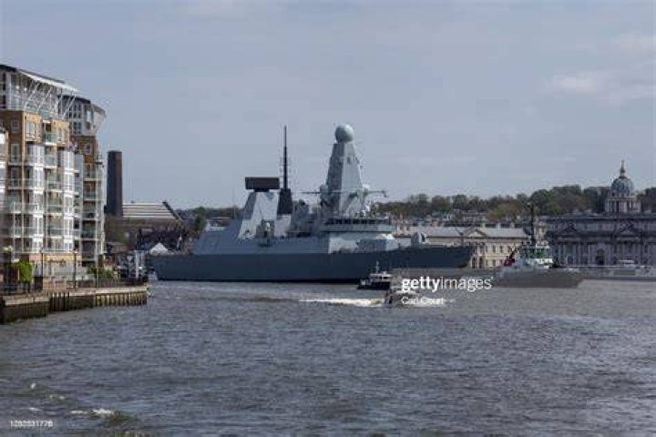 HMS Diamond, pictured in the River Thames in Greenwich, was also deployed to the Red Sea