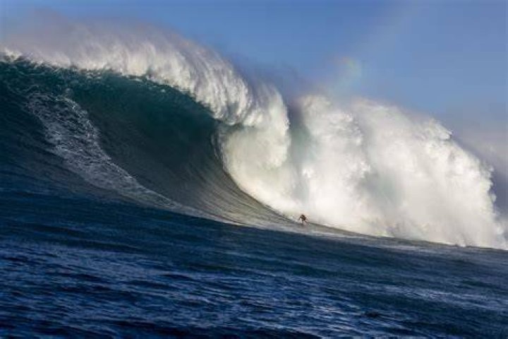 Huge waves are seen off the Cornish coast today at Cape Cornwall