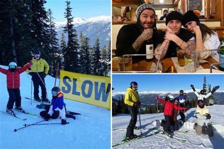  Inside the Beckhams&rsquo; Canadian ski holiday as David wows snowboarding with the kids before relaxing with beer and wine