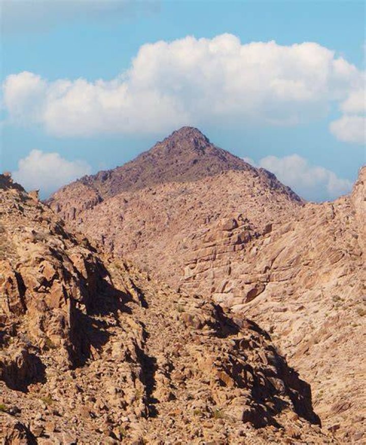 Jabal Maqla, a peak within the Jabal al-Lawz mountain range,has blackened peak