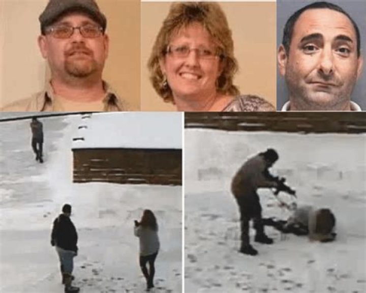 James (left) and Lisa Goy (top right) were killed by their neighbor after a dispute over snow