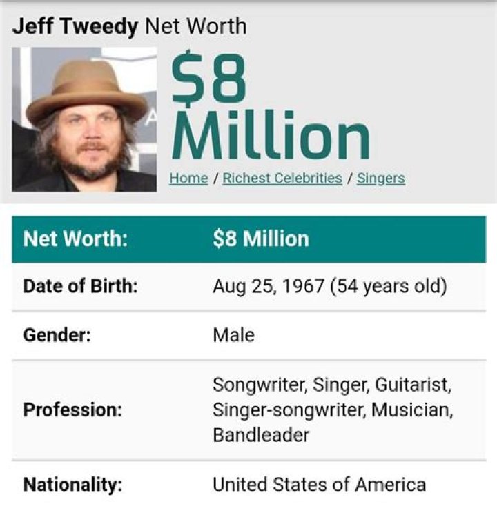 Jeff Tweedy Net Worth, Income, Salary, Earnings, Biography, How much money make?