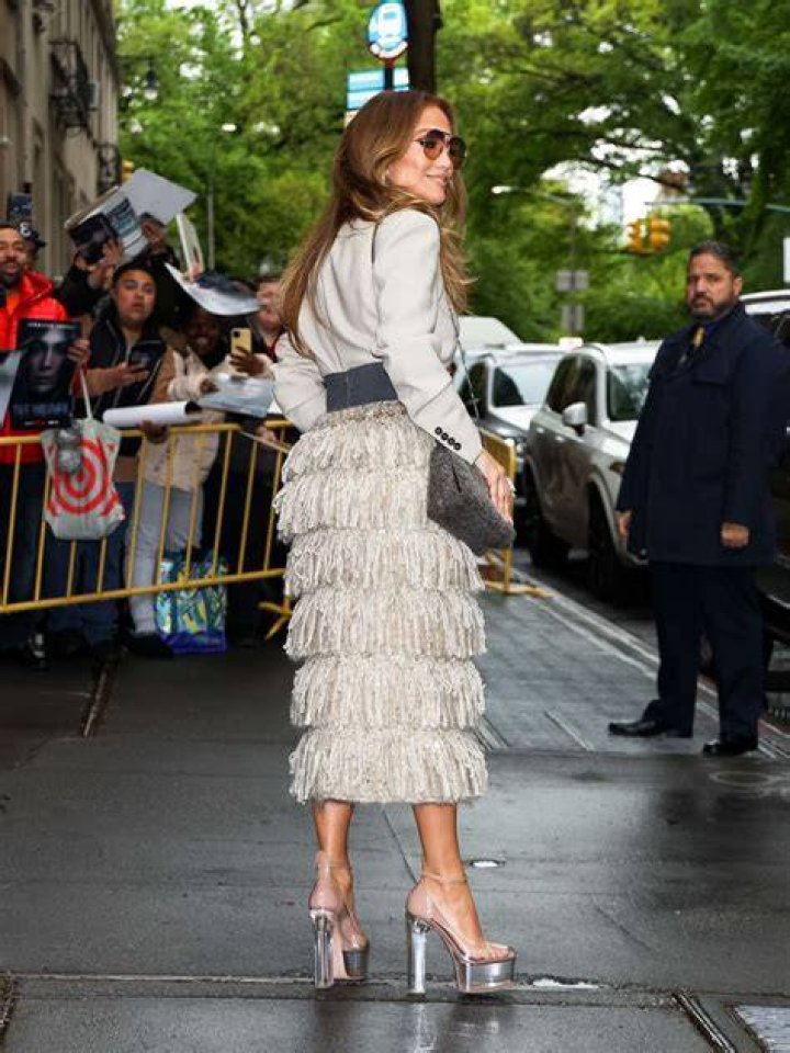 Jennifer Lopez heading to a studio in her Cadillac Escalade