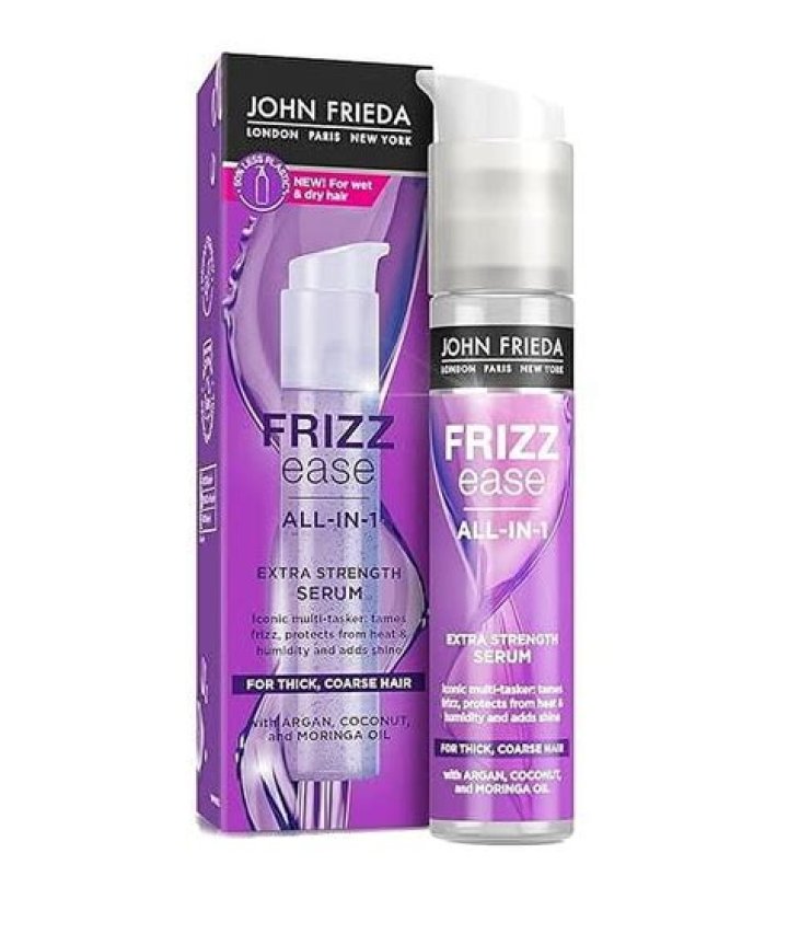 John Frieda Frizz Ease Extra Strength Hair Serum, Nourishing Hair Oil for Frizz Control, Heat Protectant with Argan & Coconut Oils, 1.69 fl oz (Package May Vary)