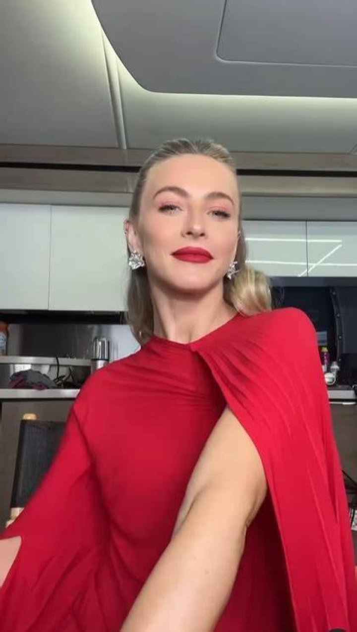 Julianne wore a red bodysuit on the set of Dancing With The Stars