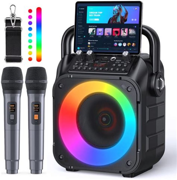 Karaoke speaker with mic were on sale for a quid with the shopper picking up four