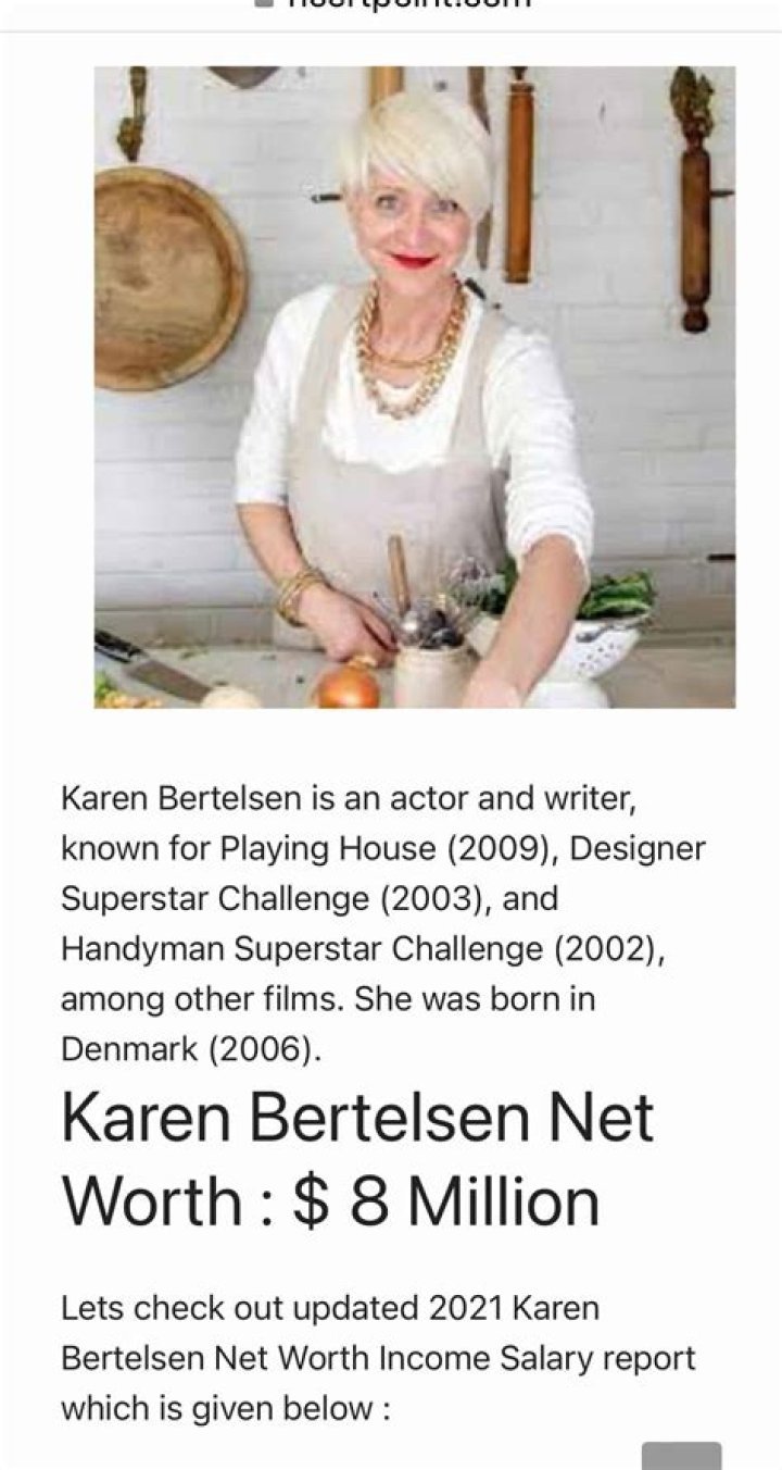 Karen Bertelsen Net Worth, Income, Salary, Earnings, Biography, How much money make?