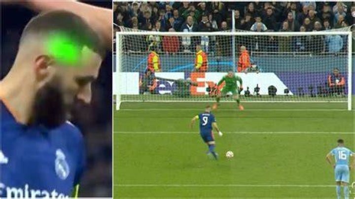Karim Benzema had a laser pen aimed at his face as he was readying himself to take a penalty