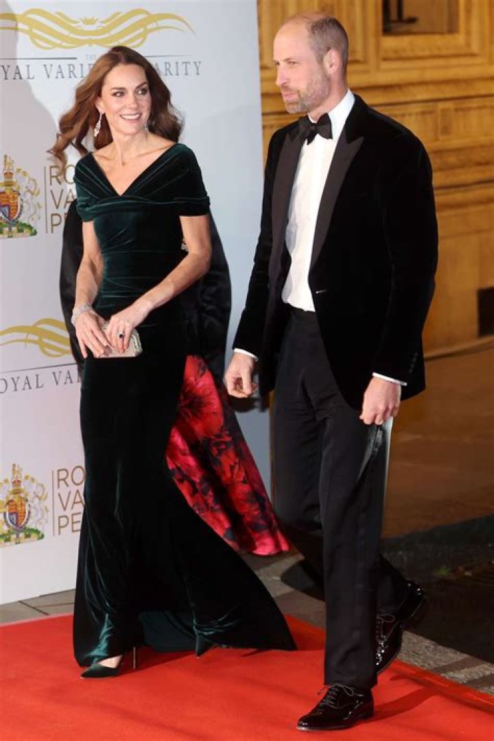 Kate hit the red carpet with a plunging neckline dress