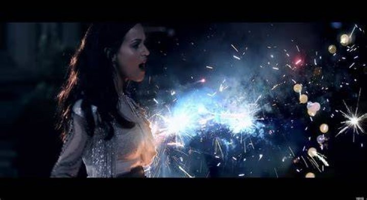 Katy belted out Firework as a firework show took place behind her