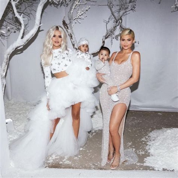 Khloe and Kylie pictured with their children