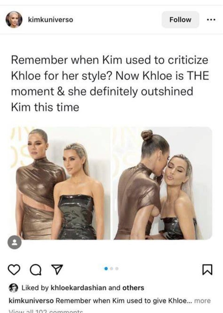 Khloe liked a comment about how she 'outshines' Kim