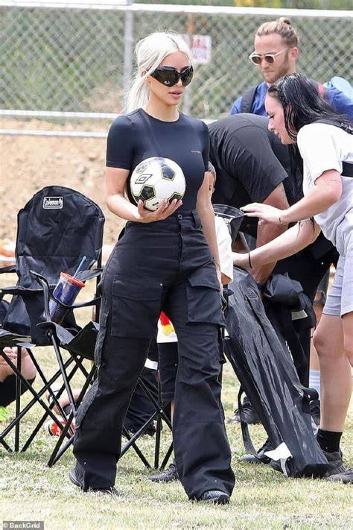 Kim Kardashian went full soccer-mom mode in a wild $700 Balenciaga shirt for Saint West's game