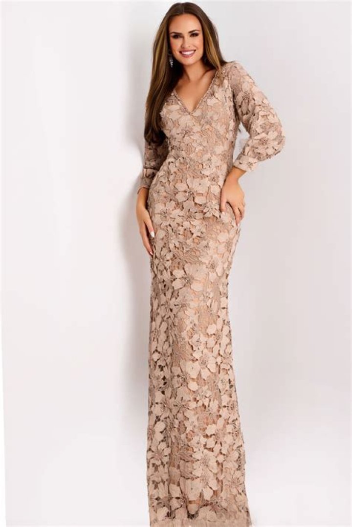 lace long sleeve gown