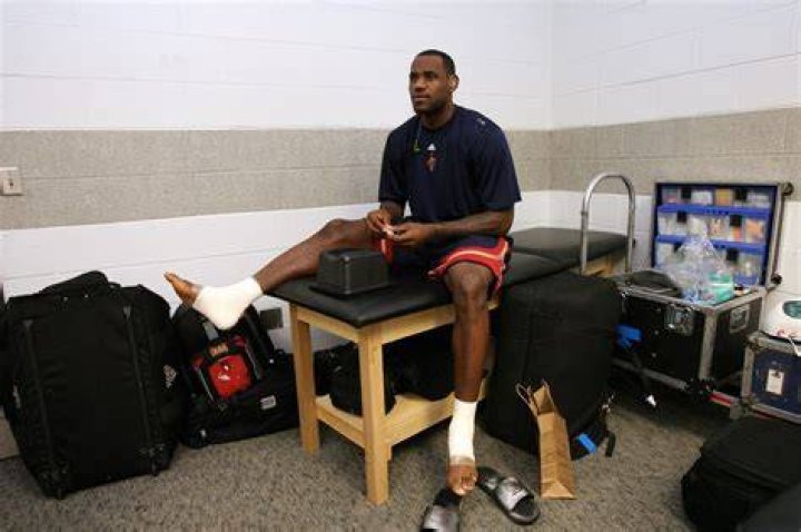 LeBron has regular podiatric and massage treatments on both his feet as seen here ahead of a basketball game in San Antonio, Texas