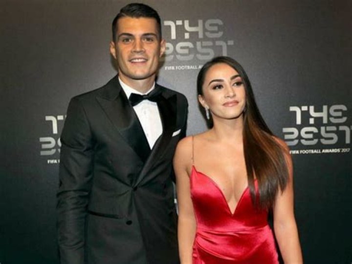Leonita Xhaka, left, with Arsenal midfielder Granit Xhaka