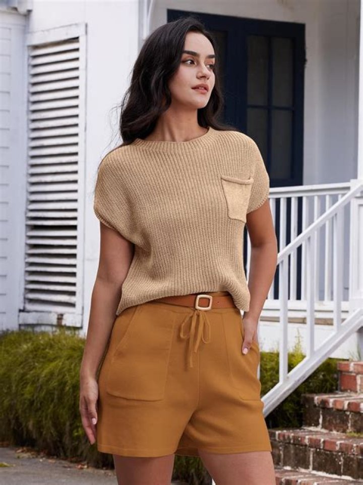 LILLUSORY Knit Sweater Short Sleeve Slouchy Loungewear Set