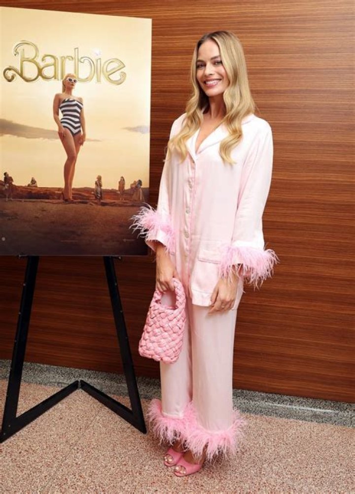 Margot Robbie Is Bedtime Barbie in Pink Feather Pajamas Greta Gerwig and America Ferrera