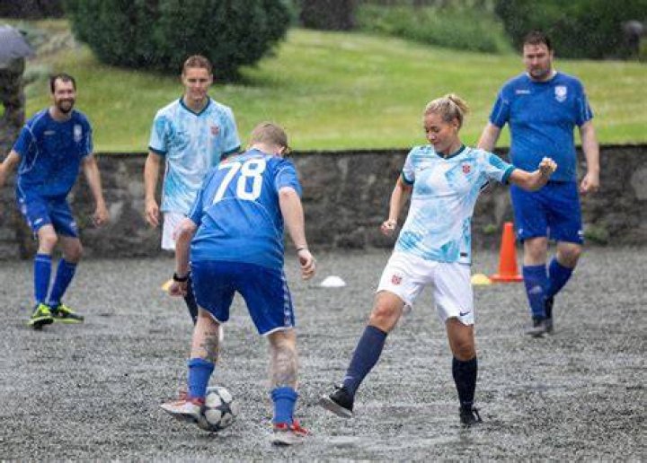 Martin Odegaard looked smitten as he watched Helene Spilling in action