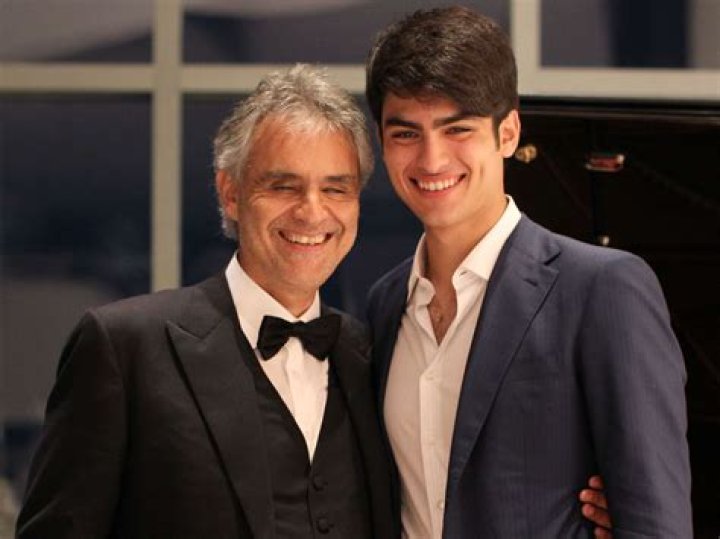 Matteo, Virginia, and Andrea Bocelli performing &ldquo;A Family Christmas" at Mondadori Bookstore on November 21, 2022, in Milan, Italy