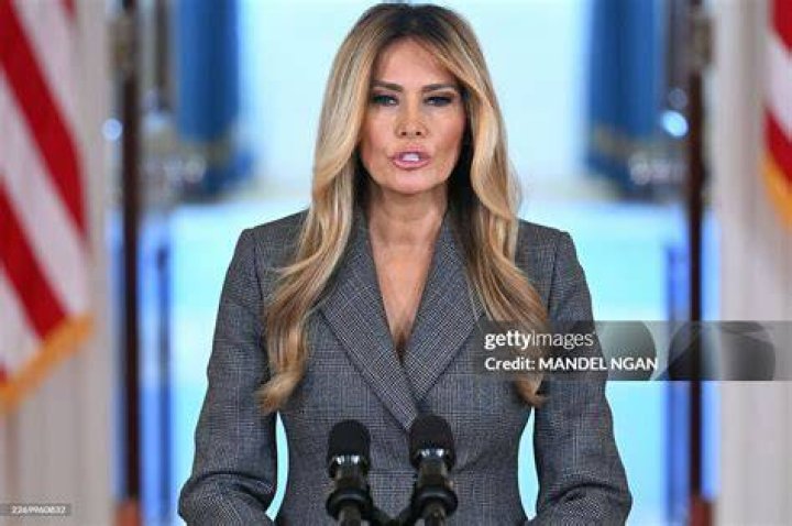 Melania Trump speaks at the farewell ceremony at Joint Base Andrews