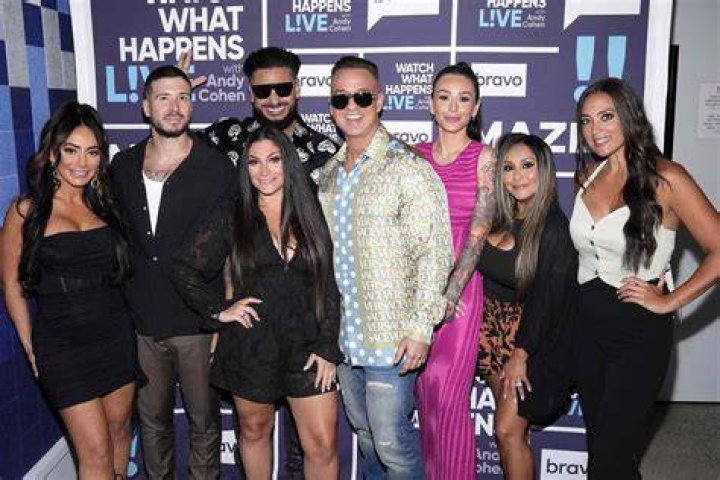 Members of the Jersey Shore cast at the 2021 MTV Movie & TV Awards after winning the Reality Royalty Award