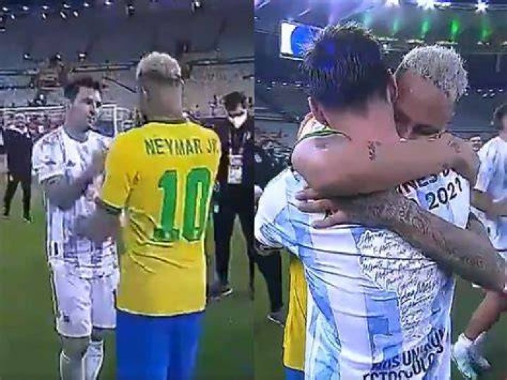 Messi consoled Neymar after Argentina's victory over Brazil in the Copa America final