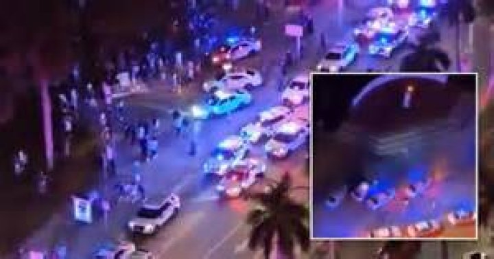 Miami police swarmed a shopping center in downtown Miami on New Year's Day
