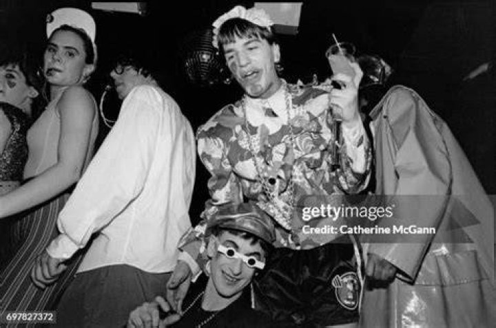 Michael Alig, center, dancing at his birthday party at nightclub Red Zone on April 29, 1989 in New York City, New York.