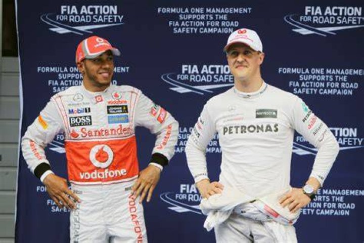 Michael Schumacher and Lewis Hamilton are level on seven world championship wins