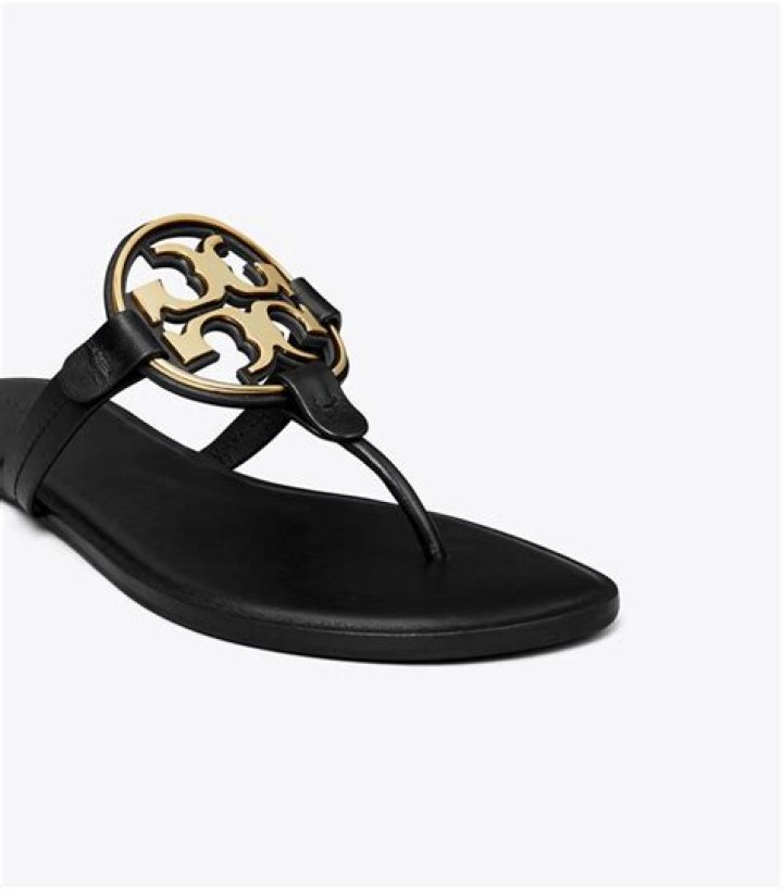 Miller Metal-Logo Sandal, Embossed Leather