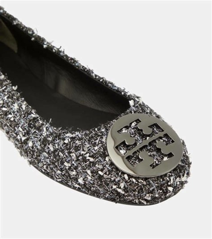 Minnie Embellished-Logo Travel Ballet Flat, Satin