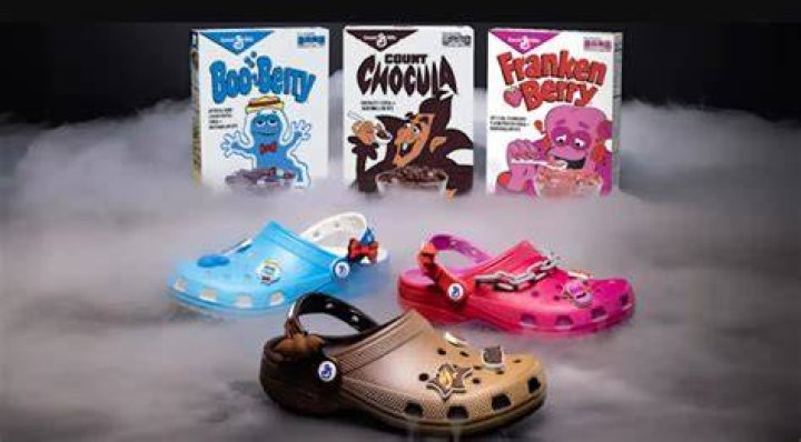 Monsters Cereal Crocs are based on the characters Count Chocula, Franken Berry, and Boo Berry