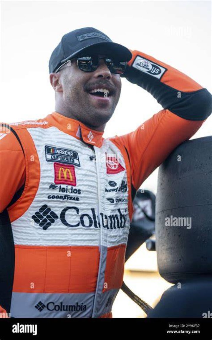  NASCAR driver Bubba Wallace waits for the start of the NASCAR Cup Series at Martinsville Speedway