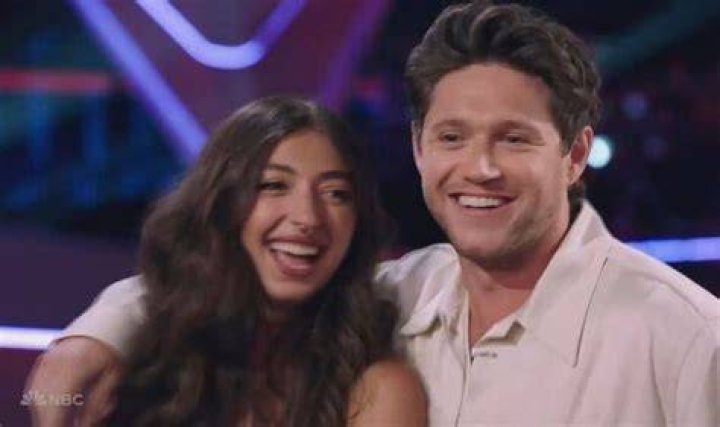 Niall Horan pictured with Nini and Michael on the set of The Voice
