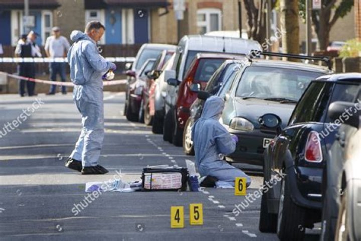 Officers at the scene of the shooting this morning