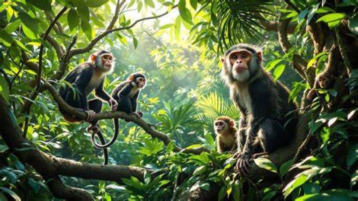 One of the monkeys is seen in a tree off Route 54