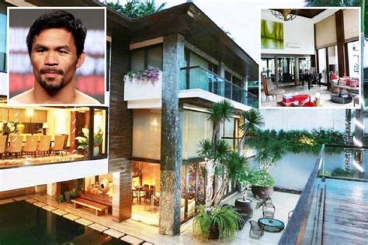 Pacquiao shares the home with his wife Jinkee (left) and five children