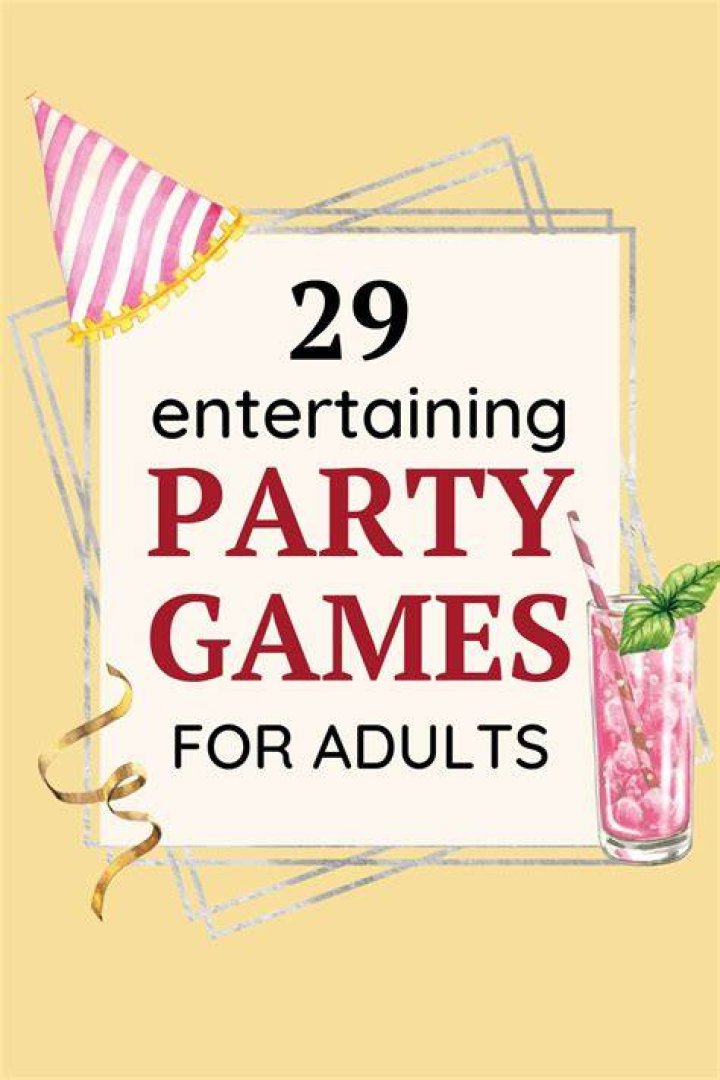 Party games are listed on a poster