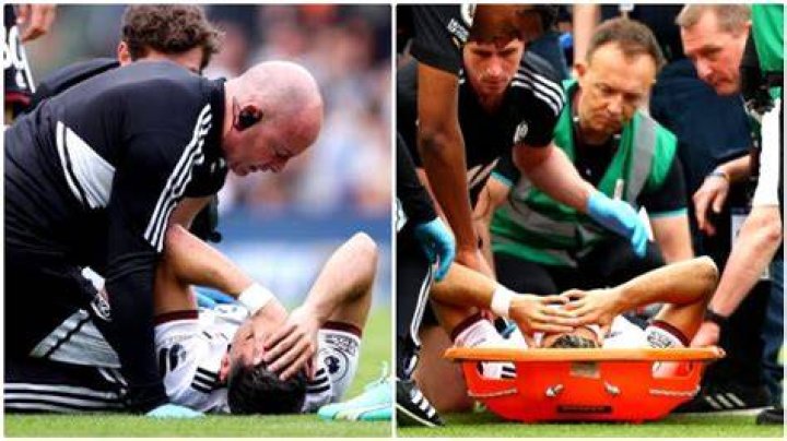 Pereira was stretchered off with a suspected broken leg
