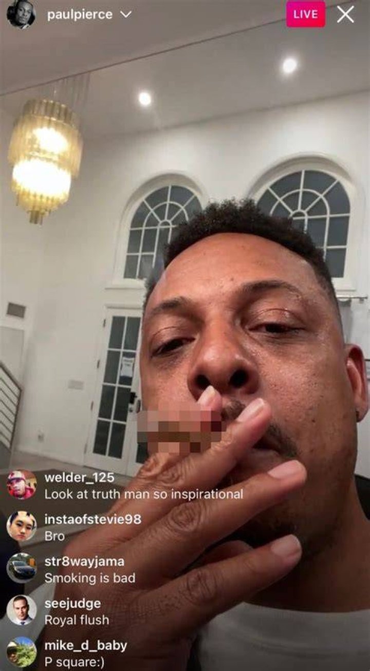 Pierce also streamed himself smoking in the early hours of Saturday morning