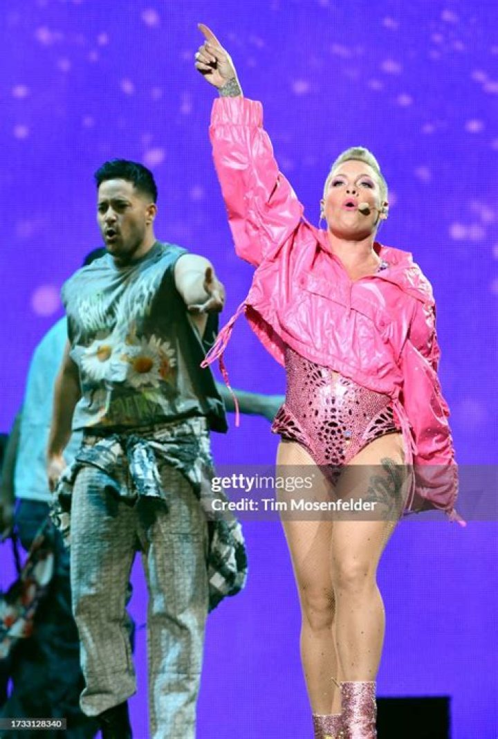 Pink performs at the Golden 1 Center on October 12, 2023, in Sacramento, California
