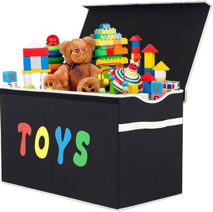 popoly Large Toy Box Chest with Lid, Collapsible Sturdy Toy Storage Organizer Boxes Bins Baskets for Kids, Boys, Girls, Nursery, Playroom, 25"x13" x16" (Linen Gray)