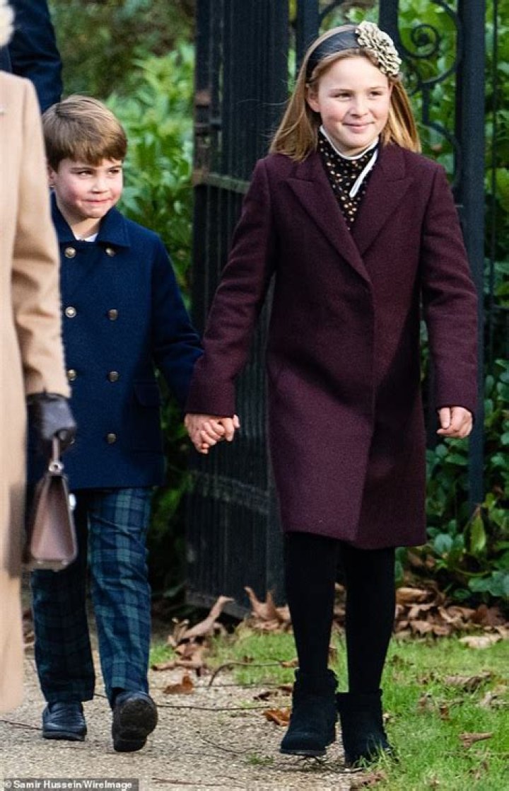 Prince Louis walked hand-in-hand with his cousin, Mia Grace