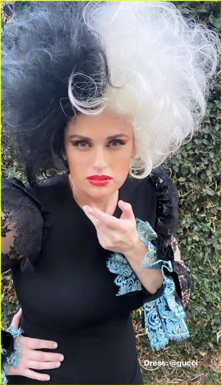 Rebel Wilson dressed as Disney villain Cruella de Vil during filming for Pooch Perfect