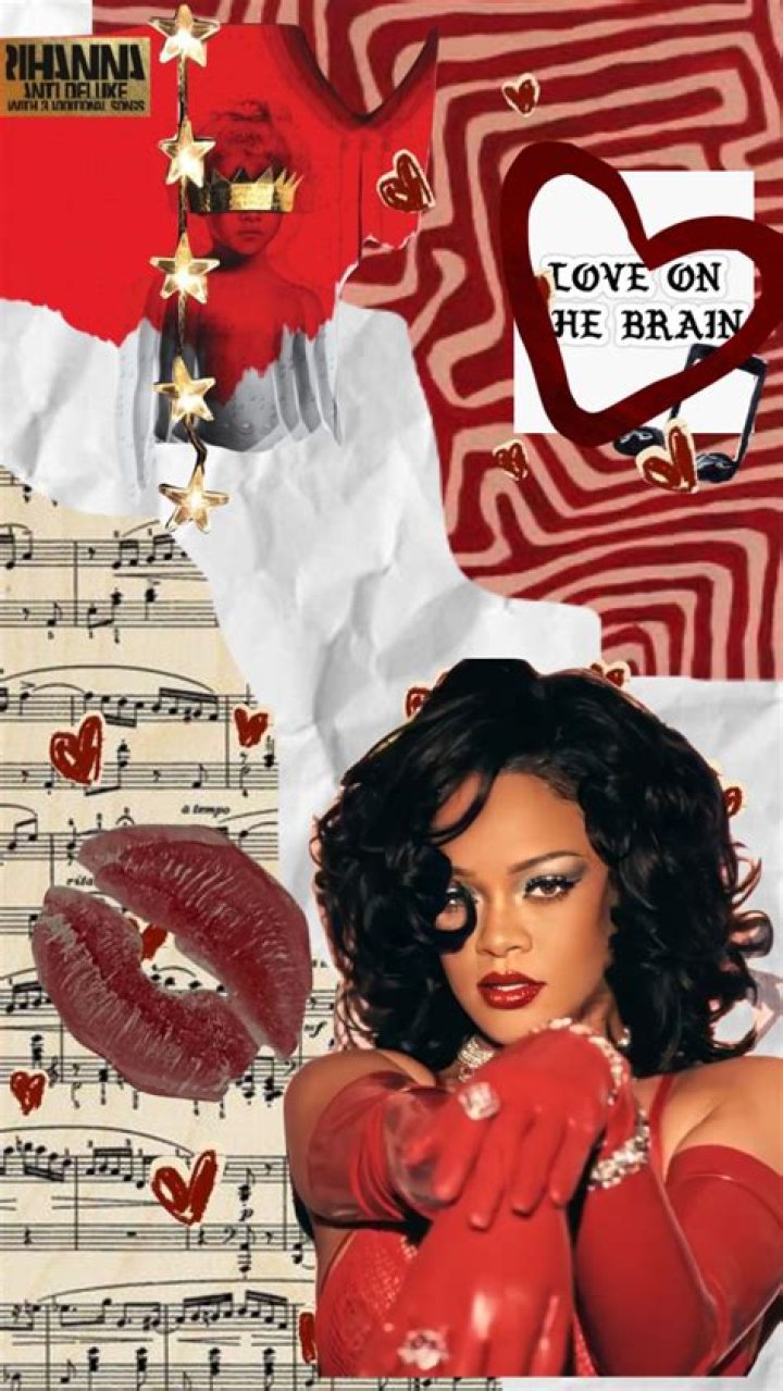 Red love hearts cover Rihanna's modesty